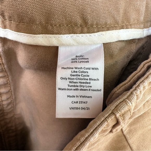 Talbots Cotton Canvas Cargo Slim Leg Pants Khaki Tan - Picture 8 of 11